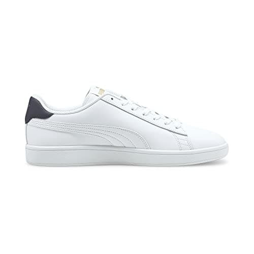 PUMA Unisex Smash V2 L Baskets, Puma White Puma White Peacoat Puma Team Gold, 43 EU