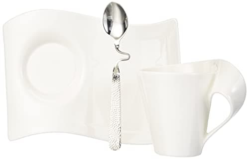 Villeroy & Boch – Newwave Ensemble Café / Cappuccino 6 Pièces Blanche, Garanti Lave-Vaisselle, Compatible Micro-Ondes, Ensemble Tasses Soucoupes, Service Café Complet, Tasse À Café, Porcelaine Premium