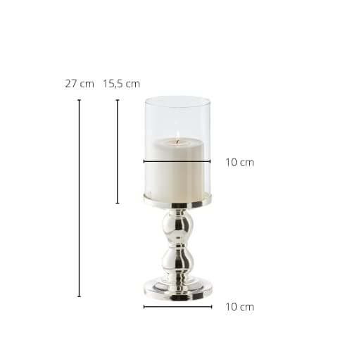 EDZARD Porte-Bougie/Lanterne Mascha, Hauteur 28 cm, Argent plaqué Noble, résistant au ternissement, pour Bougies jusqu'à ø 10 cm