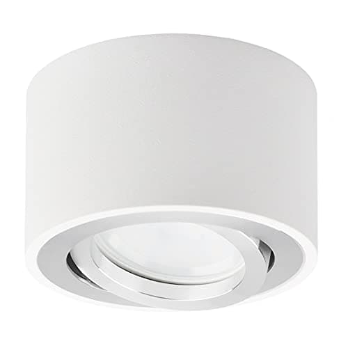 KYOTECH Spot LED en Saillie Orientable Ø80x50mm Plafonnier Luminaire Apparent Ronde Blanc Plafonnier Spot LED Downlight 5W LED Module 400LM 3000K Blanc Chaud