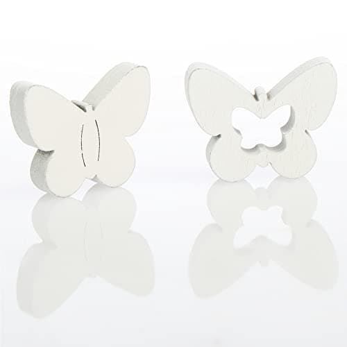com-four® Ensemble de 128 pièces décor dispersé - Papillons, cœurs et Fleurs en Bois dans Plusieurs Motifs - décoration dispersée en Bois pour la décoration (128 pièces Coeur Fleur Papillon)