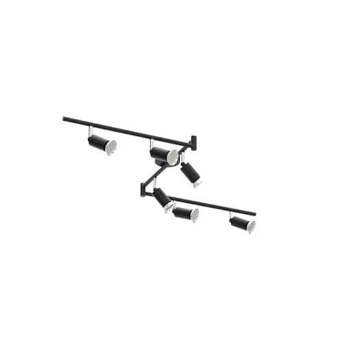Bojim Plafonnier 6 Spots LED Orientable, Pivotants Spot Plafonnier Noir Mat, Moderne Luminaire Plafonnier pour Cuisine, Salon, Chambre, 6 x Ampoules LED GU10 incl (6W, 550lm, 2700K Blanc Chaud)