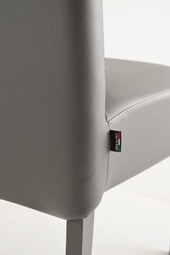 t m c s Tommychairs - Set 4 chaises Luisa Structure en hêtre peindré en Gris foncé, Assise et Dossier rembourrés et revêtus en Cuir Artificiel Gris foncé