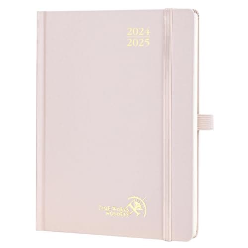 POPRUN Agenda 2025 Semainier (17 Mois: Août 2024 - Déc 2025) 22 x 16,5 cm Couverture Rigide Agenda Scolaire 2025 avec Intervalles de 30 minutes, Papier Certifié FSC® - Rose Clair