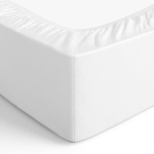 Amazon Basics Drap Housse, 160 x 200 x 30 cm, en Polyester Microfibre pour Matelas Épais jusqu'à 30 cm, Blanc