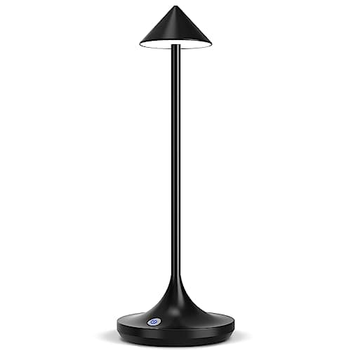 Hapfish lampe de table sans fil rechargeable LED, 6000mAh lumiere bureau élégante et simple, 3 températures de couleur, dimmable, pour chevet, restaurant, exterieur, terrasse, interieur, cuisine