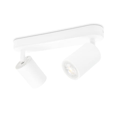 KYOTECH Plafonnier LED GU10 2 Spots Orientables Spot Plafond GU10 Applique Plafond Interieur Pivotants Applique murale LED Blanc,livré sans ampoules