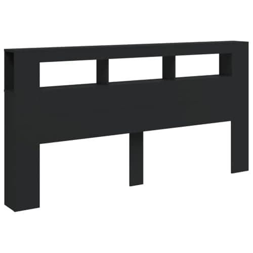 IKAYAA Tête de lit à LED Tête de lit avec Rangement Tete de lit 200 cm Têtes de lit pour adulte-Noir-200 x 103.5 cm