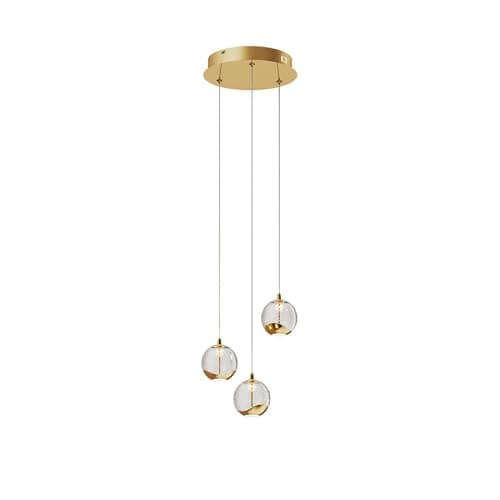 LED Suspension en verre Hayley Transparent Verre e. a. pour Salon & Salle à manger (à 3 lampes,), Luminaire, Lampe plafond, Luminaire Plafonnier, Suspendue