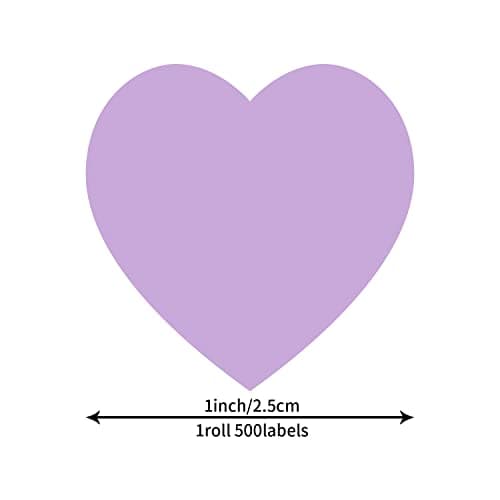 Autocollants Cœur Pastel Violet Auto-adhésif En Forme De Cœur Étiquettes Rouleau 25mm Petit Code Couleur Heart Sticker Amour Pour Mariages Scrapbooking Cadeaux Décoration 500 Pièces
