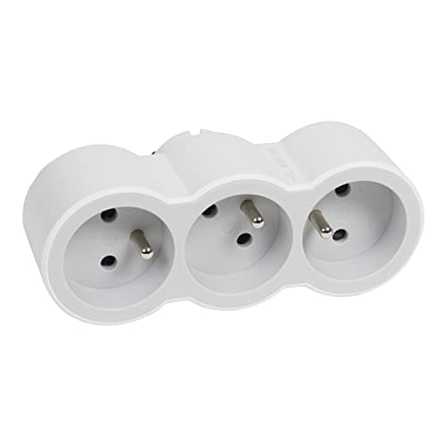 LEGRAND - Fiche Multiprise Triplite - 3 Prises Frontales avec Terre - Positionnement Horizontal - Sécurité Enfant Intégrée - Blanc et Gris Clair