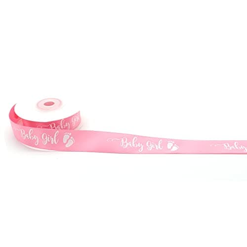 OMISS - Ruban BABY GIRL en satin pour décoration - Largeur 19 mm - Idéal pour naissance, baby shower et anniversaire
