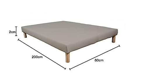 by sommiflex SOMMIER TAPISSIER Gris 80x200X2cm (160X200)|Fabrication Francaise Artisanale|Pieds Offert|Hauteur avec Pieds 27CM