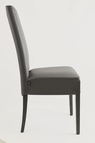 t m c s Tommychairs - Set 4 chaises Luisa Structure en hêtre peindré en Gris foncé, Assise et Dossier rembourrés et revêtus en Cuir Artificiel Gris foncé