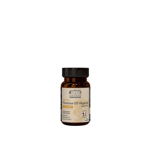 BLANCHE BRESSON - Phyto Vitamine D3 Végétale - Immunité - Vitamine D3 1000 ui - Fonctionnement Système Immunitaire, Défenses, Renforce - Lichen - 90 Comprimés - Cure de 90 jours - Fabriqué en France