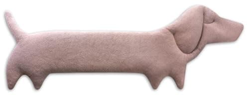 LESCHI Coussin chauffant micro ondes (52x20cm) en coton 100% bio, Chien rose, Bouillotte graines de blé 100% bio, Bouillotte micro-ondes idéale pour réchauffer cervicale, épaules, cou, nuque
