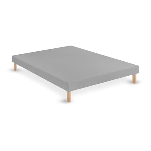by sommiflex SOMMIER TAPISSIER Gris 140x190cm|Fabrication Francaise Artisanale|Pieds Offert|Hauteur avec Pieds 27CM