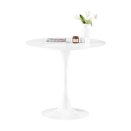 buybyroom Table de Salle à Manger Ronde Moderne scandinave Simple Petite Table pour Cuisine, Salle à Manger et Salon Blanc