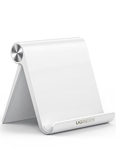 UGREEN Support Tablette Réglable Bureau Pose Tablette Téléphone Portable Pliable Compatible avec iPad Pro Air Mini Galaxy Tab A9 S9 A8 iPhone 16 Plus Pro Max 15 14 Galaxy S24 Ultra S23 S22 (Blanc)
