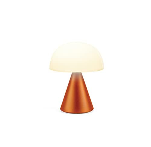 Lexon MINA L Lampe Champignon LED sans fil rechargeable, lampe à poser avec 9 couleurs de lumière avec variateur d'intensité, tactile et rechargeable, jusqu'à 24h d'autonomie - Orange