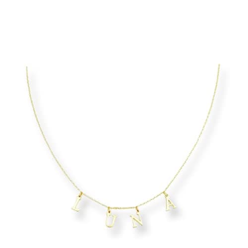 Collier chaine Personnalisé Prénom ou Mot de votre choix - Pendentif Lettre Initial - Ras le Cou - Cadeau fille- collier prénom or ou argent en acier inoxydable