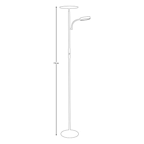 BEL AIR HOME - Lampadaire LED Salon Lagos 15W + 10W, Lumière Naturelle 4000K, Design Moderne en Métal, Interrupteur sur Pied, Idéal pour Salons et Espaces Lecture - (NOIR)
