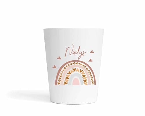 Gobelet Enfant Personnalisé Arc-en-Ciel Terracotta – Gobelet Incassable 230ml Sans BPA – Tasse Prénom Crèche ou École – Rentrée Scolaire Fille