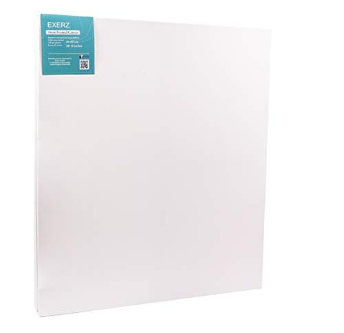 EXERZ 70x80cm Toiles pré-étirées 4 pièces - 1,7cm D'épaisseur Toiles à Peindre Encadrées/ 280GSM/ 100% Coton/Triplement Apprêtée/Sans Acide/Grain Moyen/ - Peinture à Huile/Gouache/Acrylique