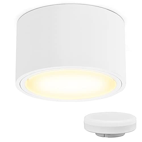 KYOTECH Spot en Saillie led IP44 Ø95x55mm Plafonnier Luminaire Apparent, incluse 6W Remplaçable GX53 Ampoule 3000K Blanc Chaud 550LM Plafonnier Spot LED Downlight pour Salle de Chambre Salon Cuisine