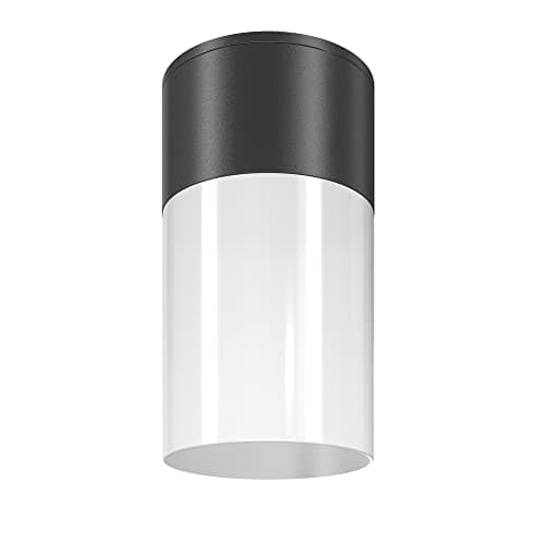 MAYTONI DECORATIVE LIGHTING Plafonnier Willis Corps métallique, teintes - grise et noire. Plafonnier en verre. Plafonnier cylindrique blanc. IP 54. Diamètre universel.