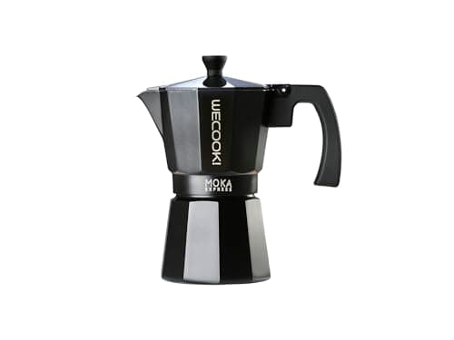 WECOOK! Bella Cafetière Italienne en Aluminium, Express, 6 Tasses de Café, Joint en Silicone, Soupape de Sécurité, Convient pour Vitrocéramique, Gaz, Électrique