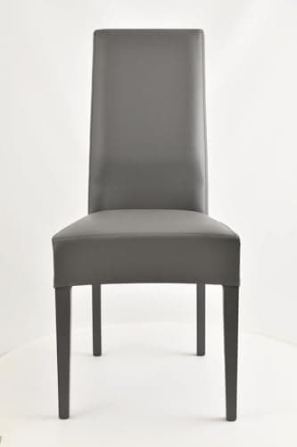 t m c s Tommychairs - Set 4 chaises Luisa Structure en hêtre peindré en Gris foncé, Assise et Dossier rembourrés et revêtus en Cuir Artificiel Gris foncé