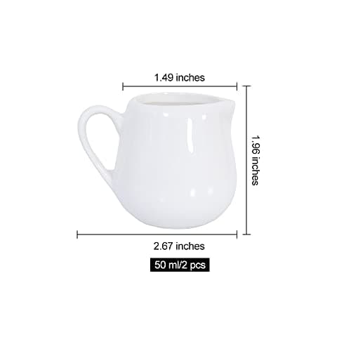 2 Pcs 50 ml/150ml Blanc en céramique Pot à lait de cuisine verseur Tasse à café crème Sauce avec poignée par +ing, blanc, Small