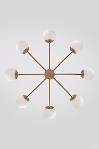 Lustre Blanc style Moderne 8 bras en métal couleur bronze 8 branches, plafonniers en verre, grand, pour le salon excl. 8x E14 40W 230V IP20