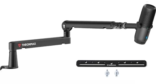 Bars Micro, Support de Microphone ajustable à profil bas avec gestion des câbles pour Blue Yeti HyperX Quadcast Shure Rode Razer Seiren Mini SoloCast Elgato Wave,Boom arm universel,Noir