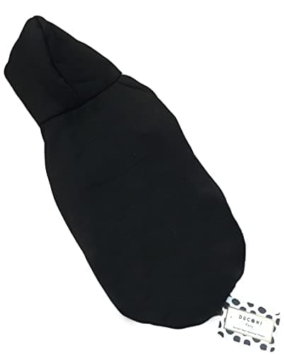 Ducomi Sweat à Capuche pour Chien 100% Coton - Manteau pour Petit, Moyen et Grand Chiens, Chihuahua, Bouledogue Français, Labrador, Pitbull et Amstaff, Pull Confortable (Noir, 2XL)