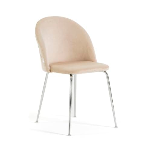 RATTATAN Sara - 2 Chaises fauteuils rembourrées en Velours ou Teddy pour Cuisine ou Salle à Manger avec Pieds en métal (Pieds argentés, Velours Crème)