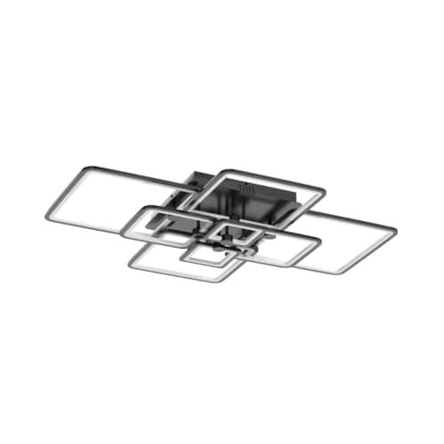 HIHIHOMY Plafonnier LED,L106cm Plafonnier Led Salon Dimmable avec Télécommande, Moderne Plafonnier Led Salon,Noir Plafonnier led 8-Light Creative Acrylique Design 120W 3000K-6500K