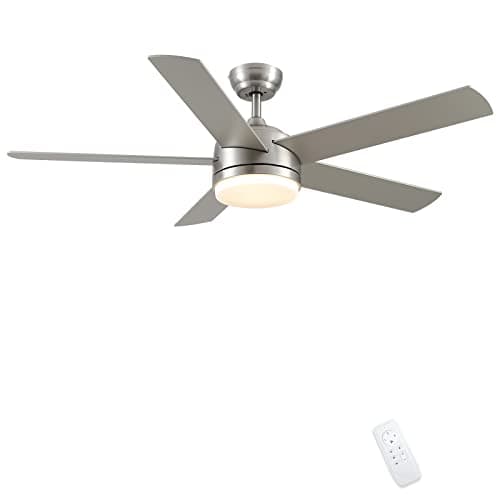 CJOY Ventilateur de Plafond Réversible, 132 cm Ventilateur de Plafond avec Éclairage et Télécommande, Bicolore 5 Pales Ventilateur Silencieux Plafond Réglable, 24W LED AC Motor