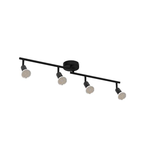 wowatt Plafonnier LED 4 Plafonnier cuisine Incl. 4x 5W Spots GU10 420lm Pivotant Salon Entrée Chambre Blanc froid Plafonnier spot 6000K Noir Moderne Inoxydable