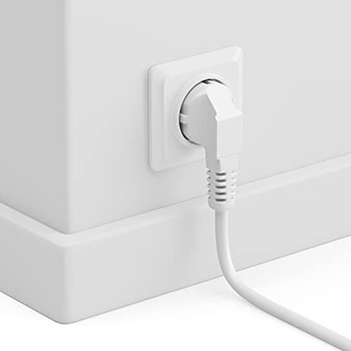 deleyCON 5m Câble d'alimentation Contact de Protection Fiche Type F (CEE 7/4) 90° Coudée au Connecteur d'alimentation C13 Femelle 90° Coudée à Droite pour PC Moniteur Ordinateur Beamer - Blanc