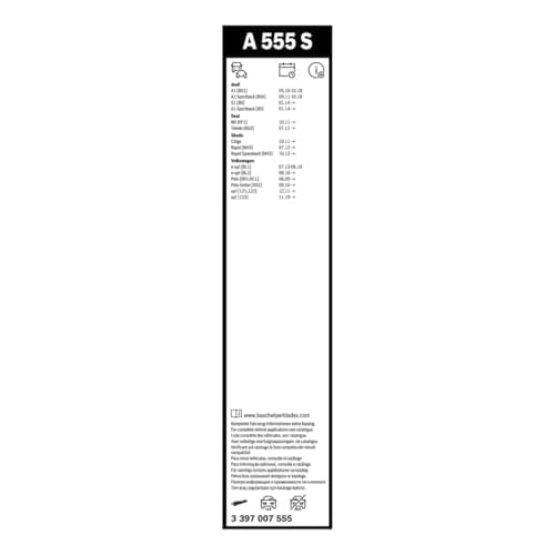Bosch Balais d'Essuie–Glace Plats Aerotwin A555S, Longueur: 600mm/400mm – 1 Paire de Balais avant