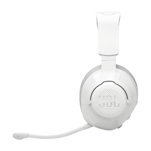 JBL Quantum 360 Casque gaming circum-auriculaire sans fil, double connexion 2,4 GHz et Bluetooth, autonomie 22 h, micro amovible, compatible avec plusieurs plateformes, blanc