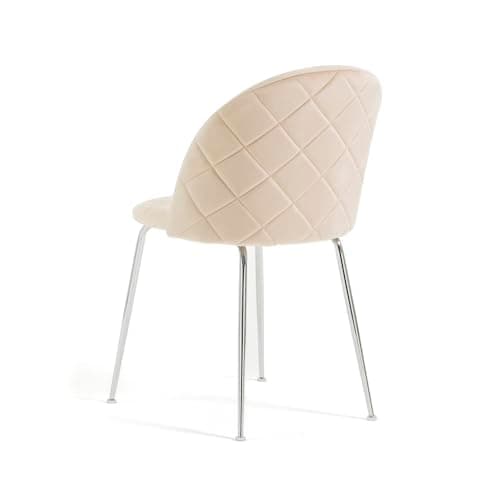 RATTATAN Sara - 2 Chaises fauteuils rembourrées en Velours ou Teddy pour Cuisine ou Salle à Manger avec Pieds en métal (Pieds argentés, Velours Crème)