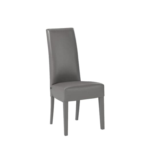 t m c s Tommychairs - Set 4 chaises Luisa Structure en hêtre peindré en Gris foncé, Assise et Dossier rembourrés et revêtus en Cuir Artificiel Gris foncé