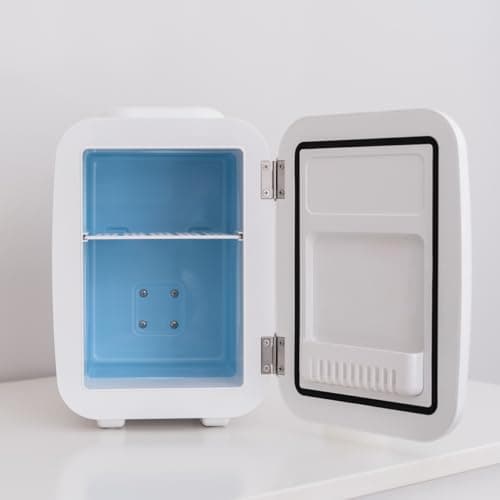Flamingueo Mini Frigo - Petit Frigo 4L, Mini Frigo de Chambre, Frigo 12V/220V, Fonction Chaud et Froid, Mini Frigo Skincare, Frigo Cosmetique