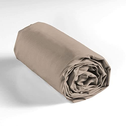 douceur d'intérieur, Drap Housse (140 x 190 cm) Lina Sable, 100% Coton