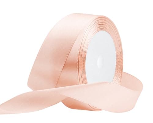 Ruban de Satin Rose Champagne 25mm x 22 Mètres, Rubans en Tissu pour Cadeau Emballage, Bouquets de Fleurs, Anniversaire Artisanat, Décoration de fête de Mariage