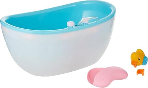 BABY Born Baignoire avec Changement de Couleur - Fonction Douche et Son - Accessoires Haut de Gamme pour poupées de 36 et 43 cm - Fonctionne également avec de l'eau véritable