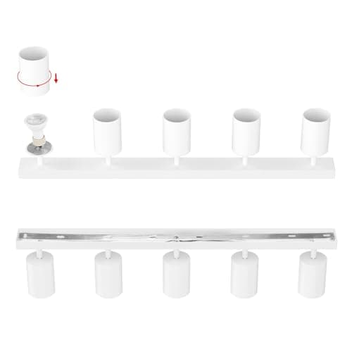 Klighten Plafonnier 5 Spots GU10, Spot Plafond Blanc Orientable, Moderne Luminaire Plafonnier, Spot Plafond 5 spots Interieur pour Cuisine, Chambre, Salon, 69 cm, Ampoule non Incluse